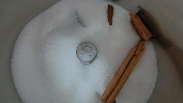 Azúcar y canela en rama.